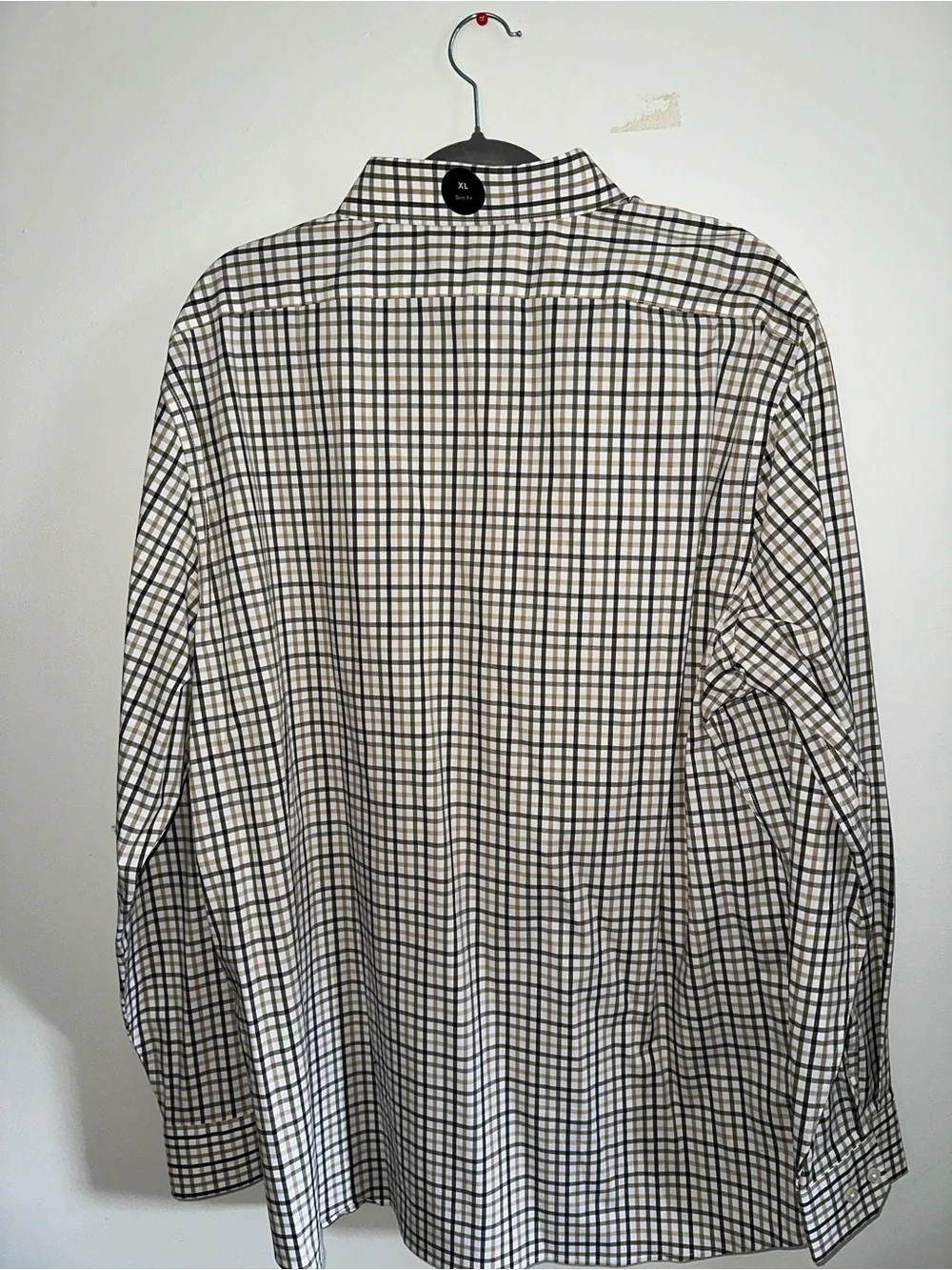 Banana Republic White and Black Grid Button-Down Shirt Slim Fit